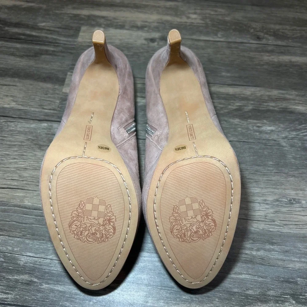 Vince Camuto Suede Ankle Booties Blush Taupe‎ Heel 8.5 Side Zip Stiletto